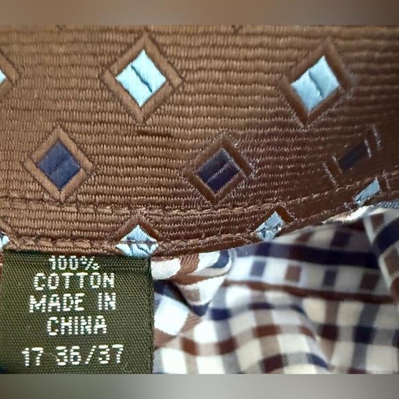 English Laundry Check Dress Shirt – Size 16/36-37 – Brown/Navy Plaid - Picture 8 of 9